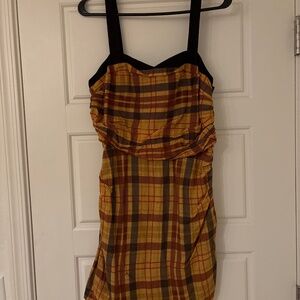 Anthropologie letitbe yellow plaid dress